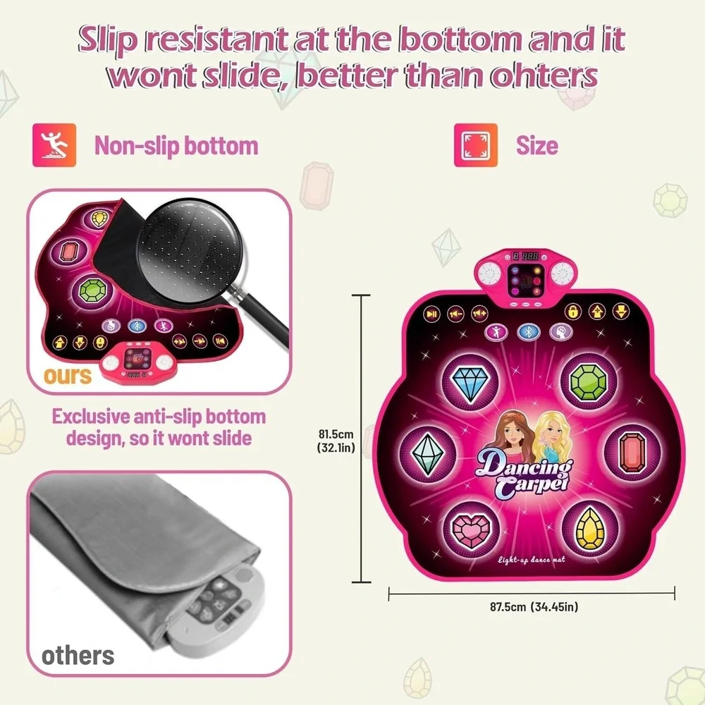 Electronic Dance Mat Toy w/ Music & Lights for Girls Ages 3–12 Interactive Pad‎